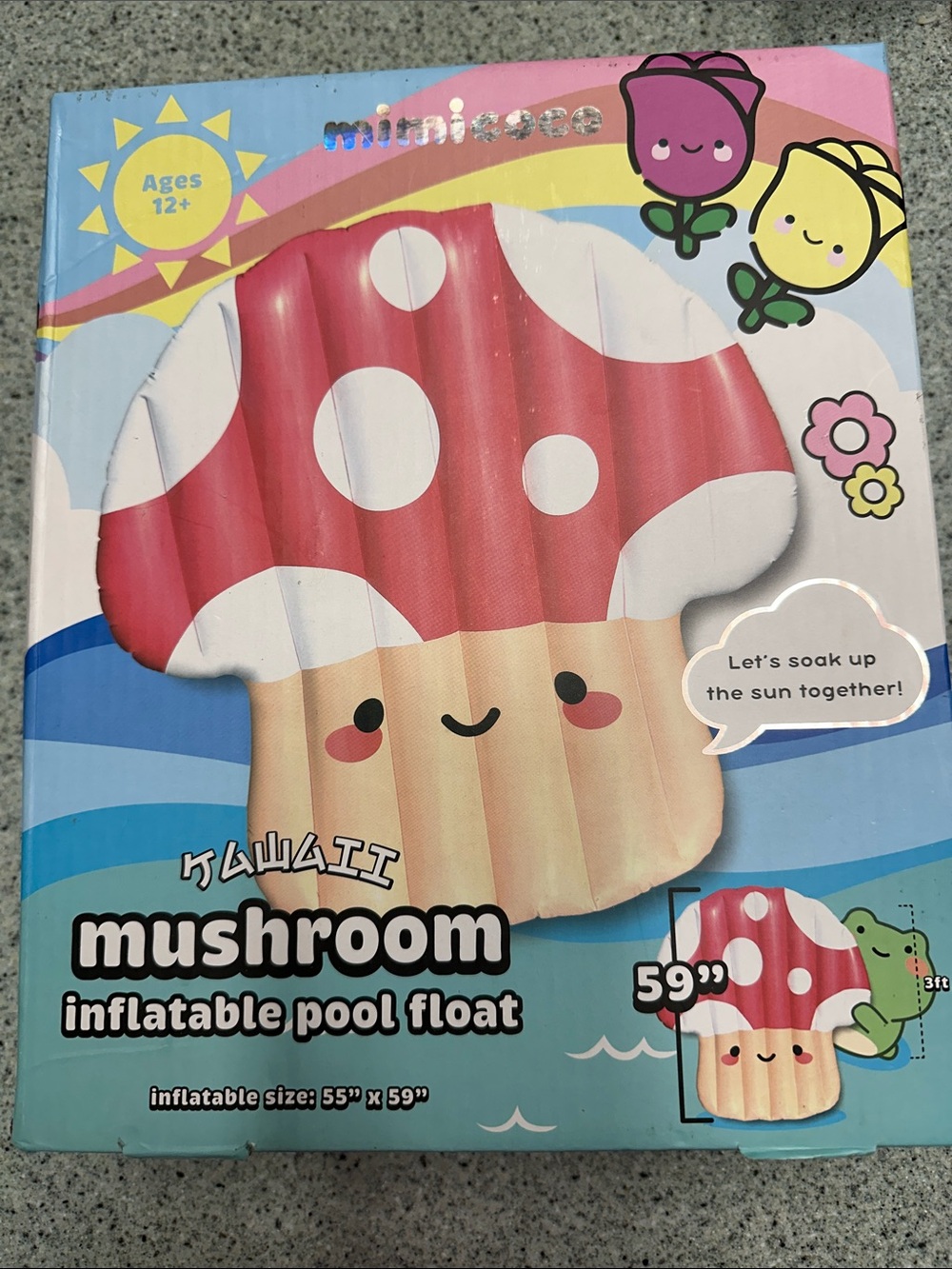 Red Mushroom Kids Inflatable Pool Float - Cute Mushroom Design